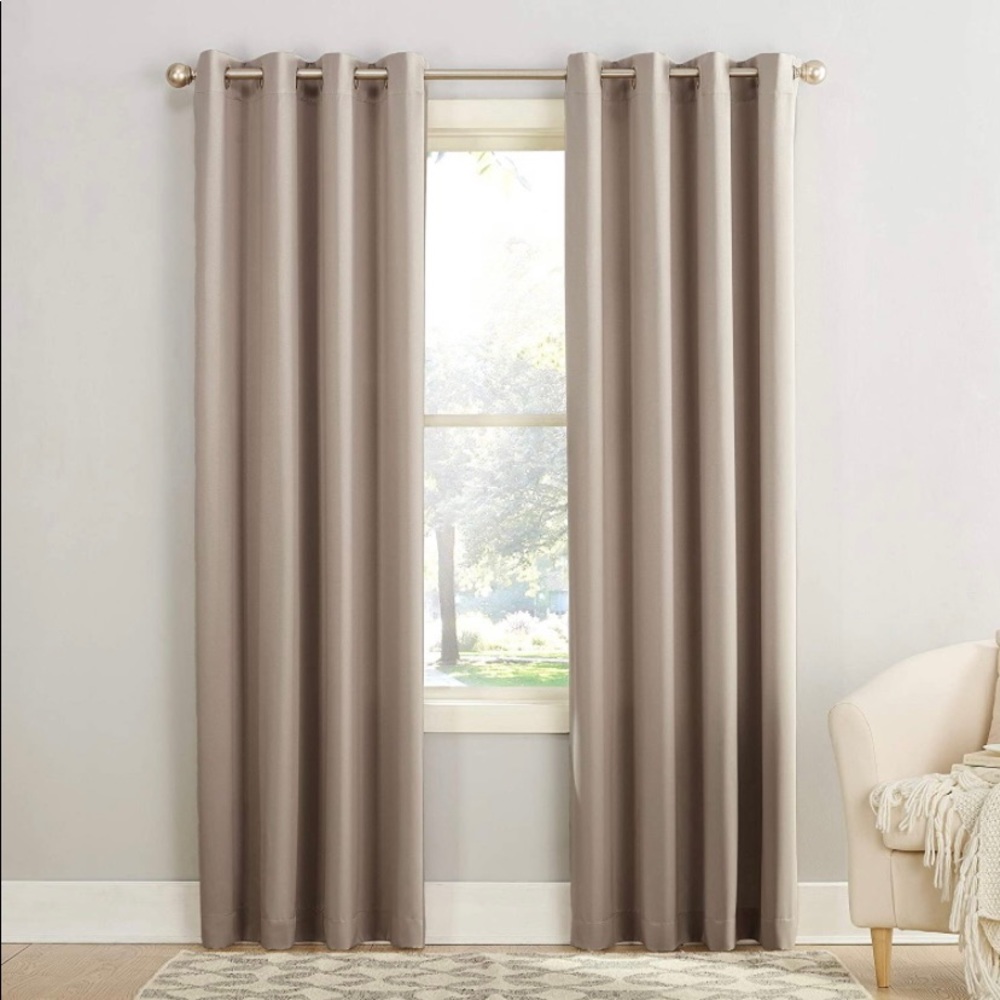 Energy Efficient Grommet Curtain Single Panel, 54" x 102", Stone Curtain
